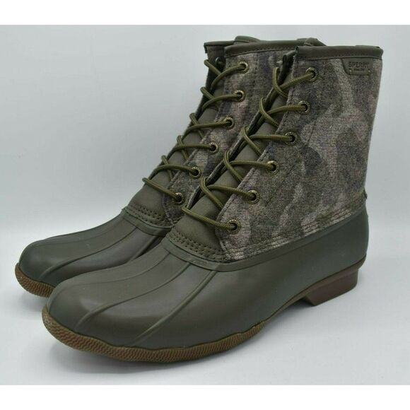 Sperry Mens Size 12 Saltwater Camo Water Resistant Lace Up Duck Boots Shoes - Picture 2 of 9